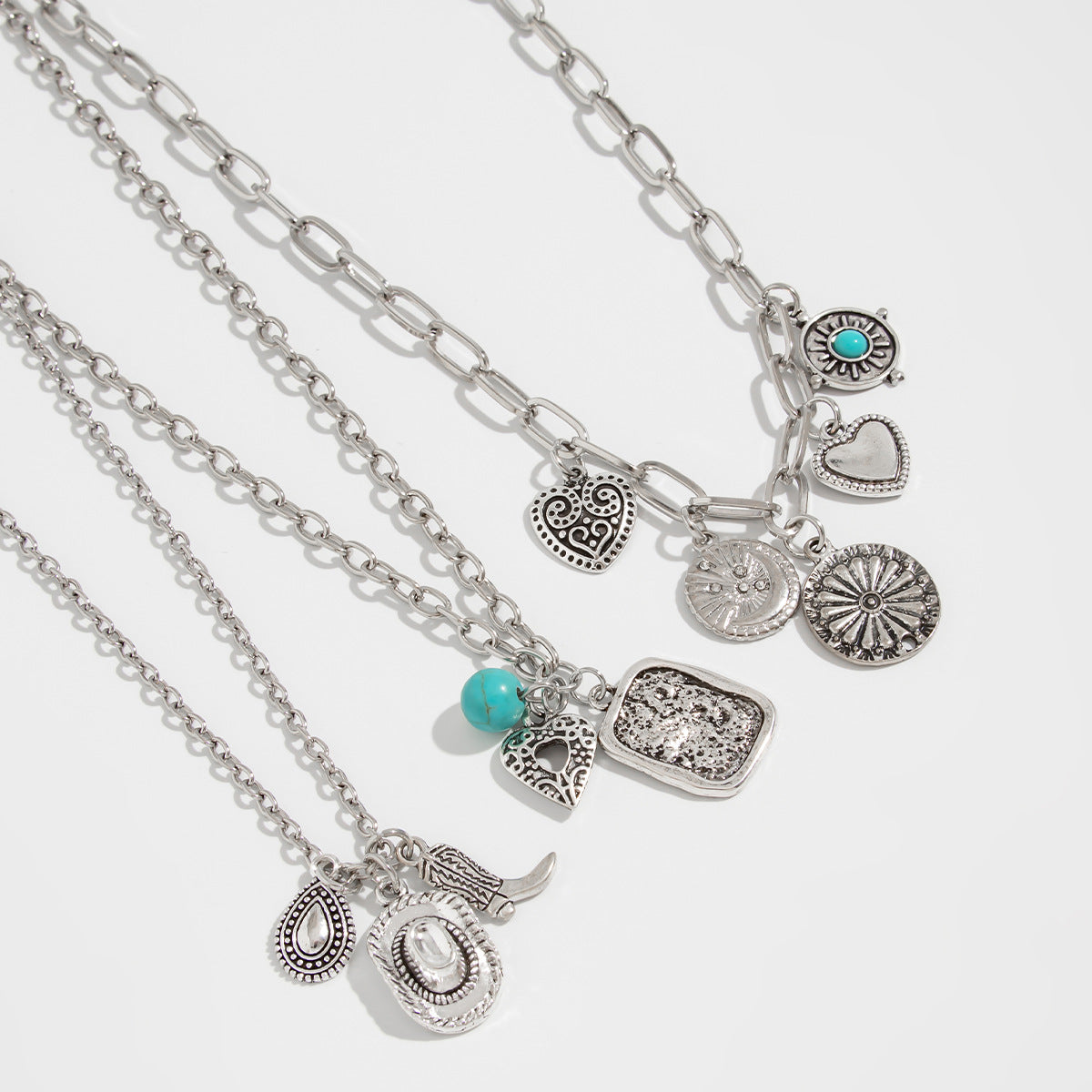 Collana con ciondolo a stella geometrica retrò con nappa e catena a corda da donna