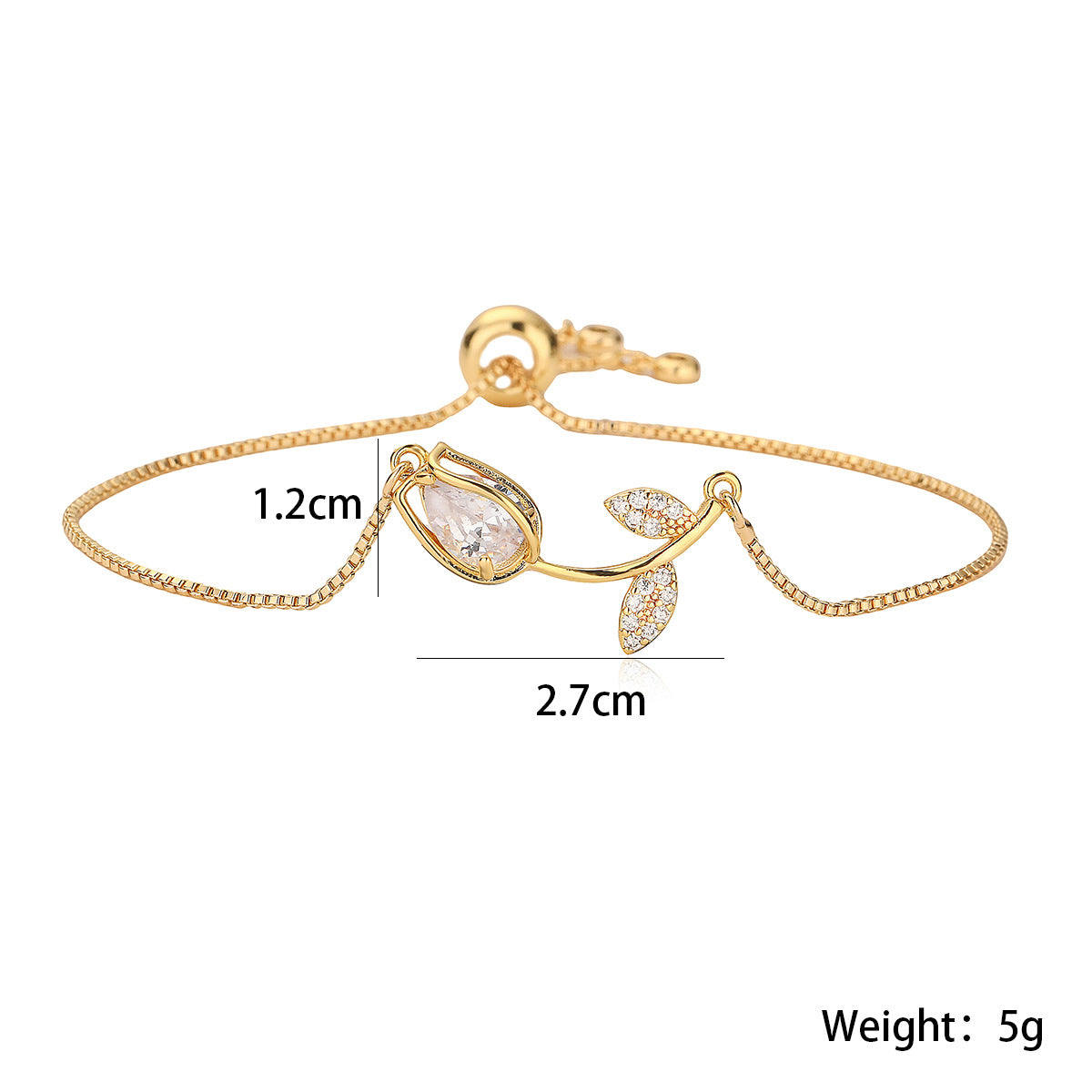 Fashionable Floral Bracelet for Women Made of Copper with 18K Gold Plating and Zircon Inlay, Geometric and Irregular Design, Minimalist Chic Style