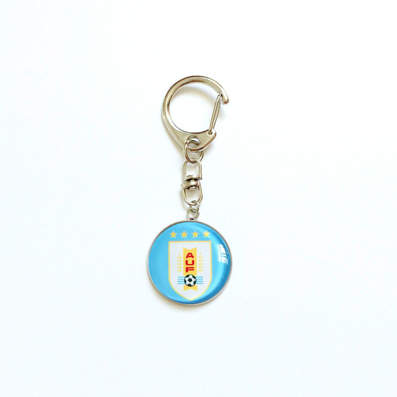 Sporty Round Stainless Steel Keychain National Football Team Souvenir Gift