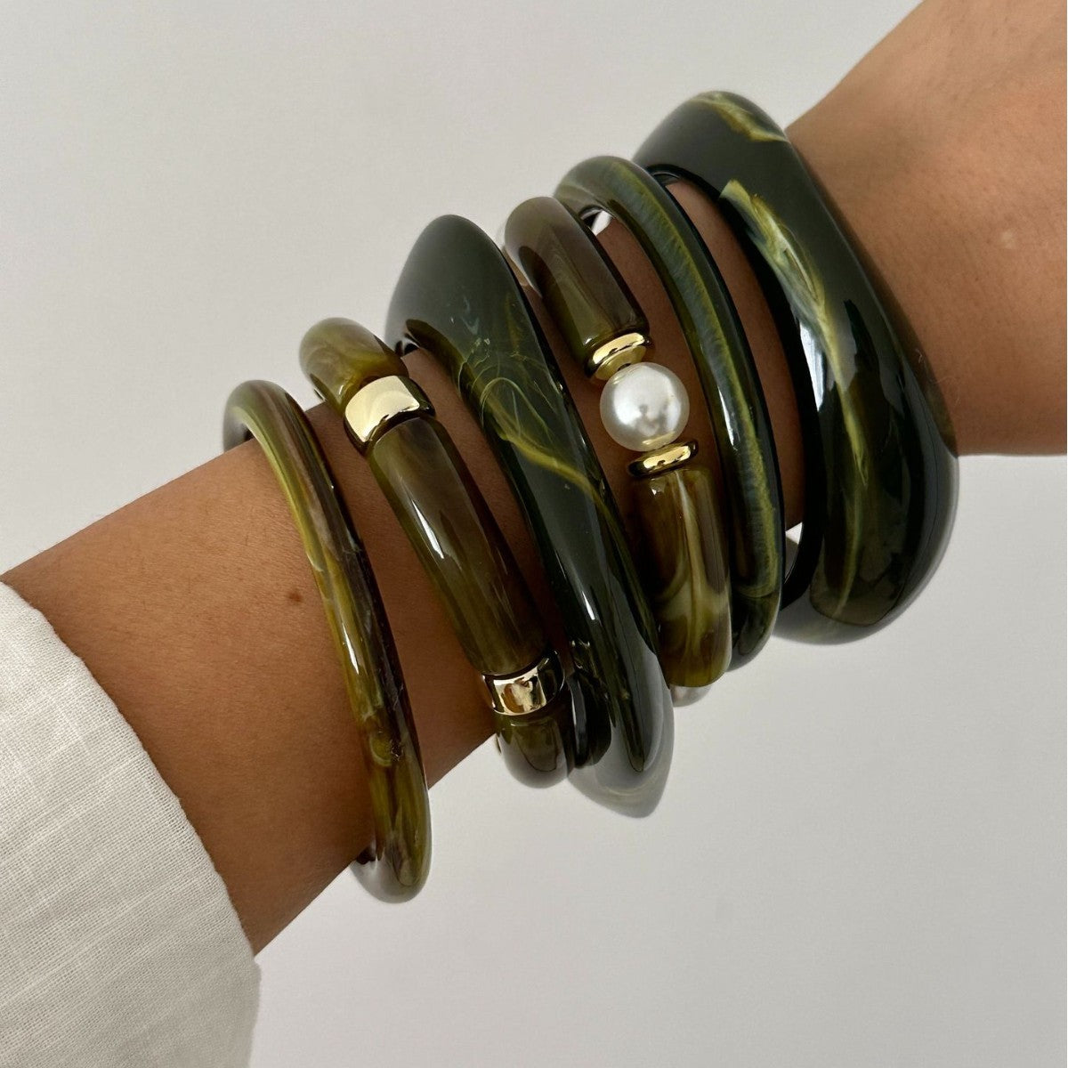 Bracciale Vintage Geometrico Acrilico a Goccia di Olio con Gradiente