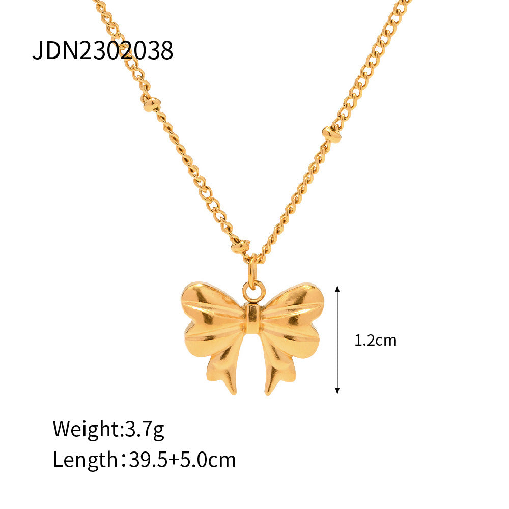 Ins Style Butterfly Pendant Necklace in Stainless Steel with 18K Gold Plating for Women