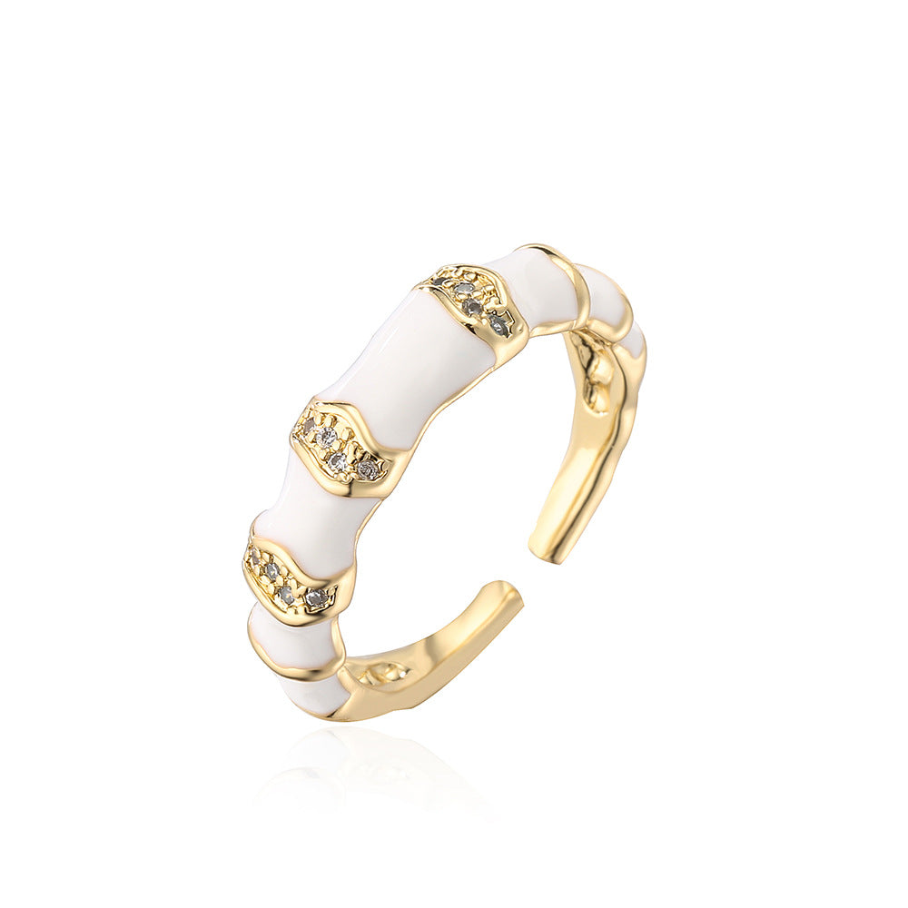 Minimalist Geometric Open Ring for Women Made of Brass with 18K Gold Plating and Zircon Inlay
