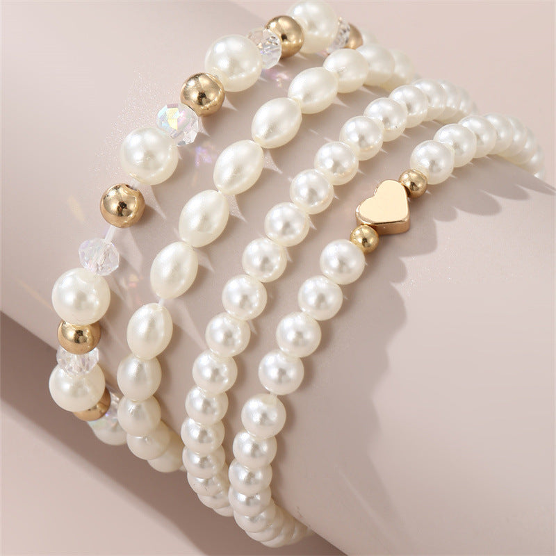 Set di cavigliere eleganti a forma di cuore con perle finte e motivi a stella per ragazze, amiche, regalo di compleanno