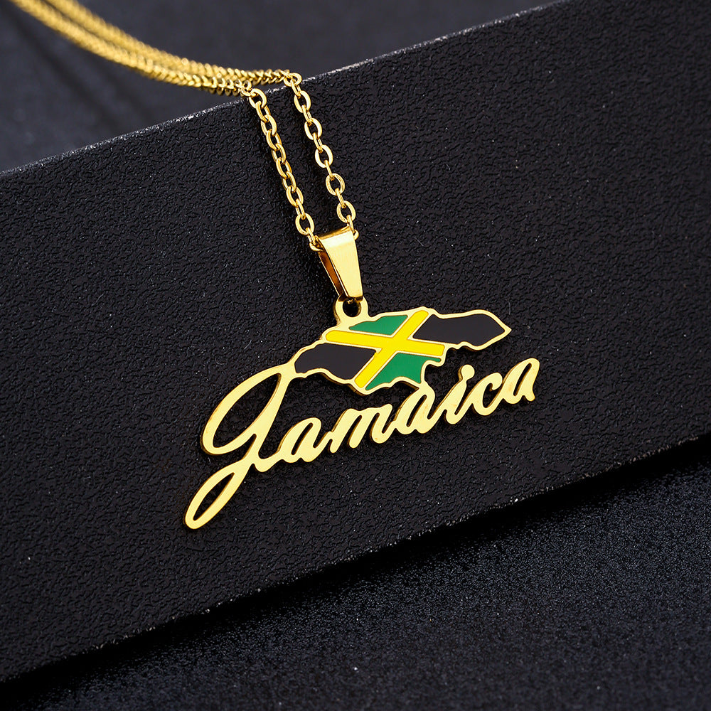 Collana con Ciondolo Vintage Etnico Geometrico e a Forma di Lettera in Acciaio Inossidabile Smaltato per Uomo e Donna da Indossare Ogni Giorno