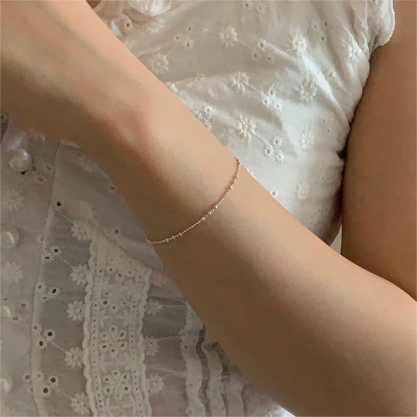 Minimalist Round Bead Bracelet in 925 Sterling Silver with Plated Finish for Women