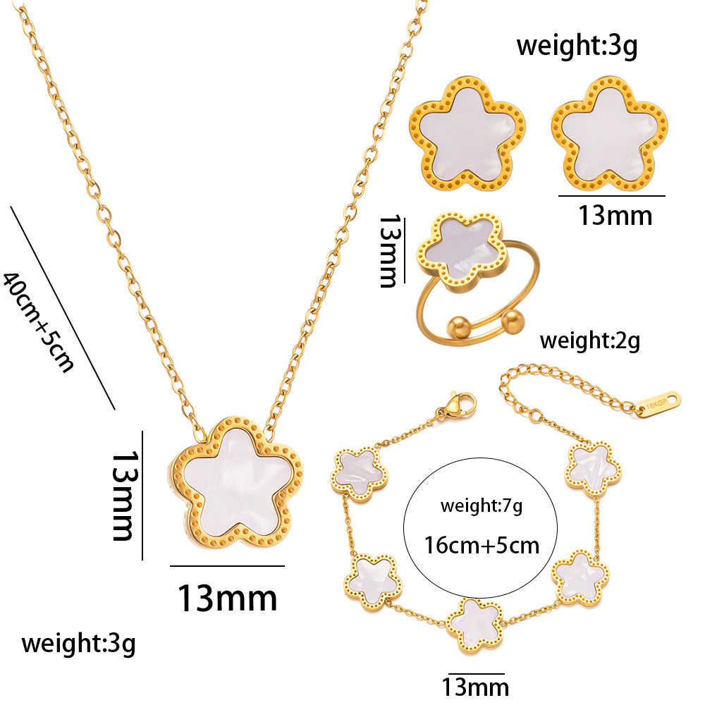 Collana in Acciaio al Titanio con Design a Petalo Floreale Geometrico Minimalista da Donna, Gioielli Leggeri di Lusso