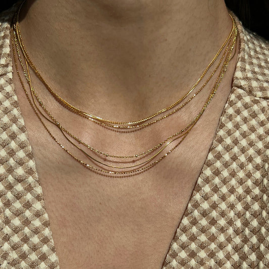 Minimalist Geometric Stainless Steel Pendant Necklace for Women with Plated Finish Snake Chain Multi-Layer Layered Look