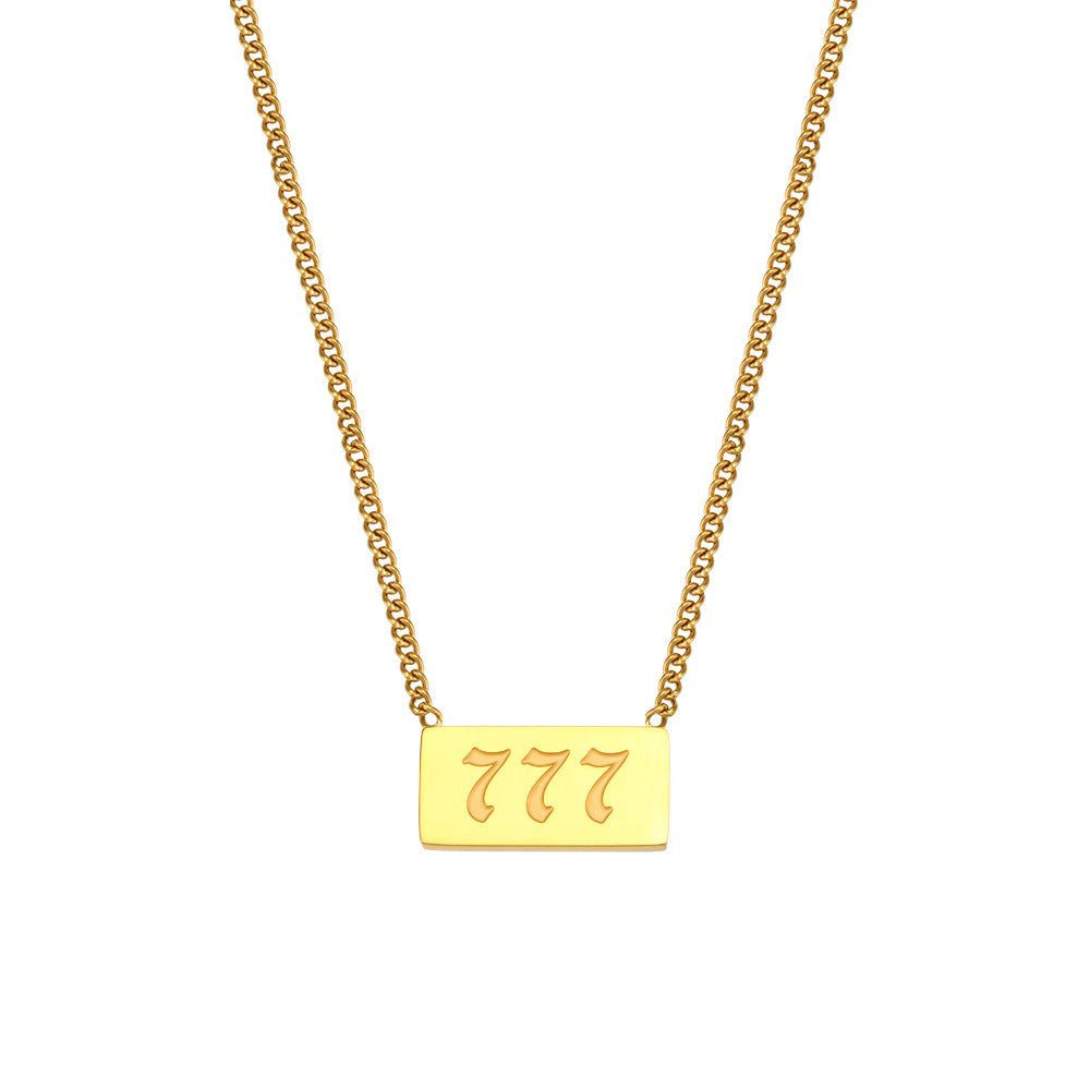 Minimalist Angel Number Pendant Necklace in Stainless Steel with Plated Finish for Women