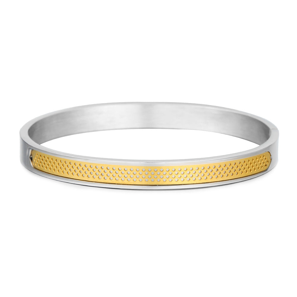 Vintage Geometric Square Plated Stainless Steel Bracelet for Men and Women