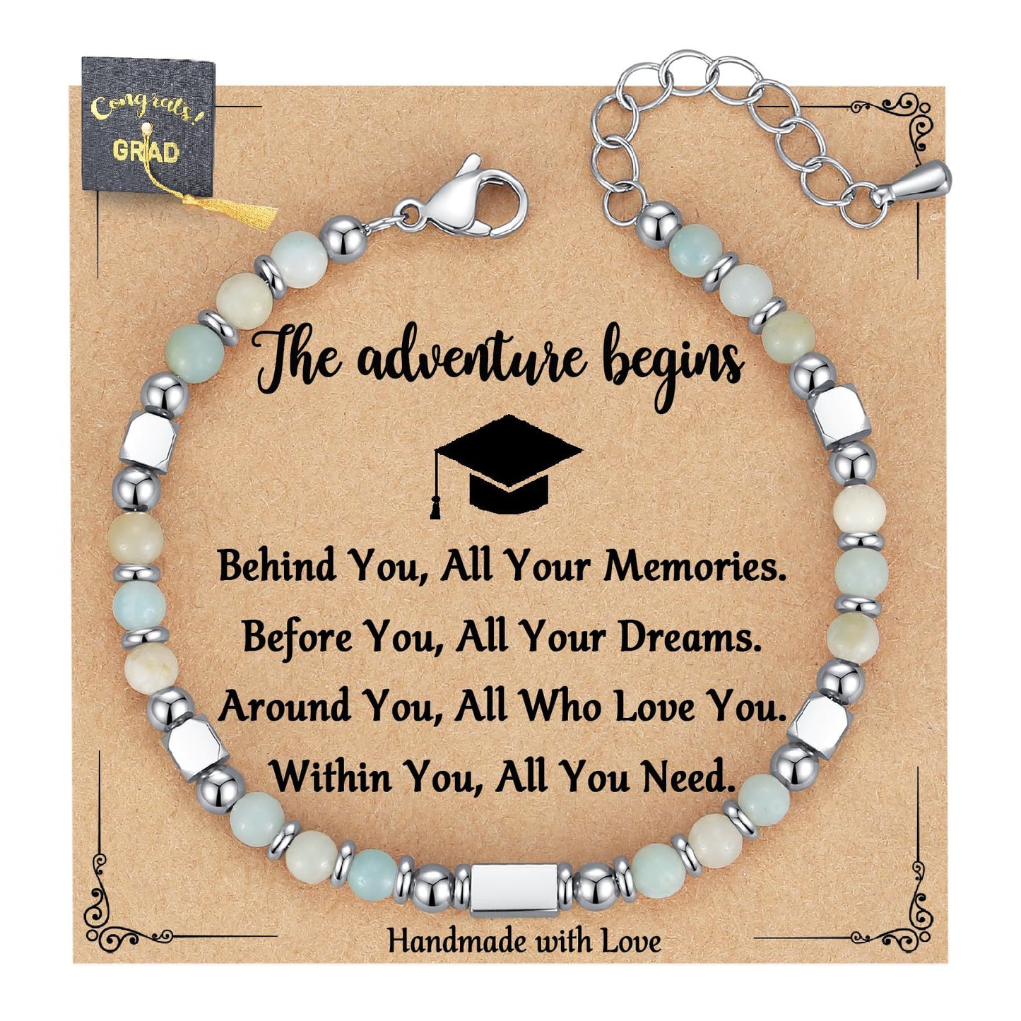 Bohemian Sweet Geometric Natural Stone Turquoise Agate Zebra Print Stainless Steel Bracelet Unisex