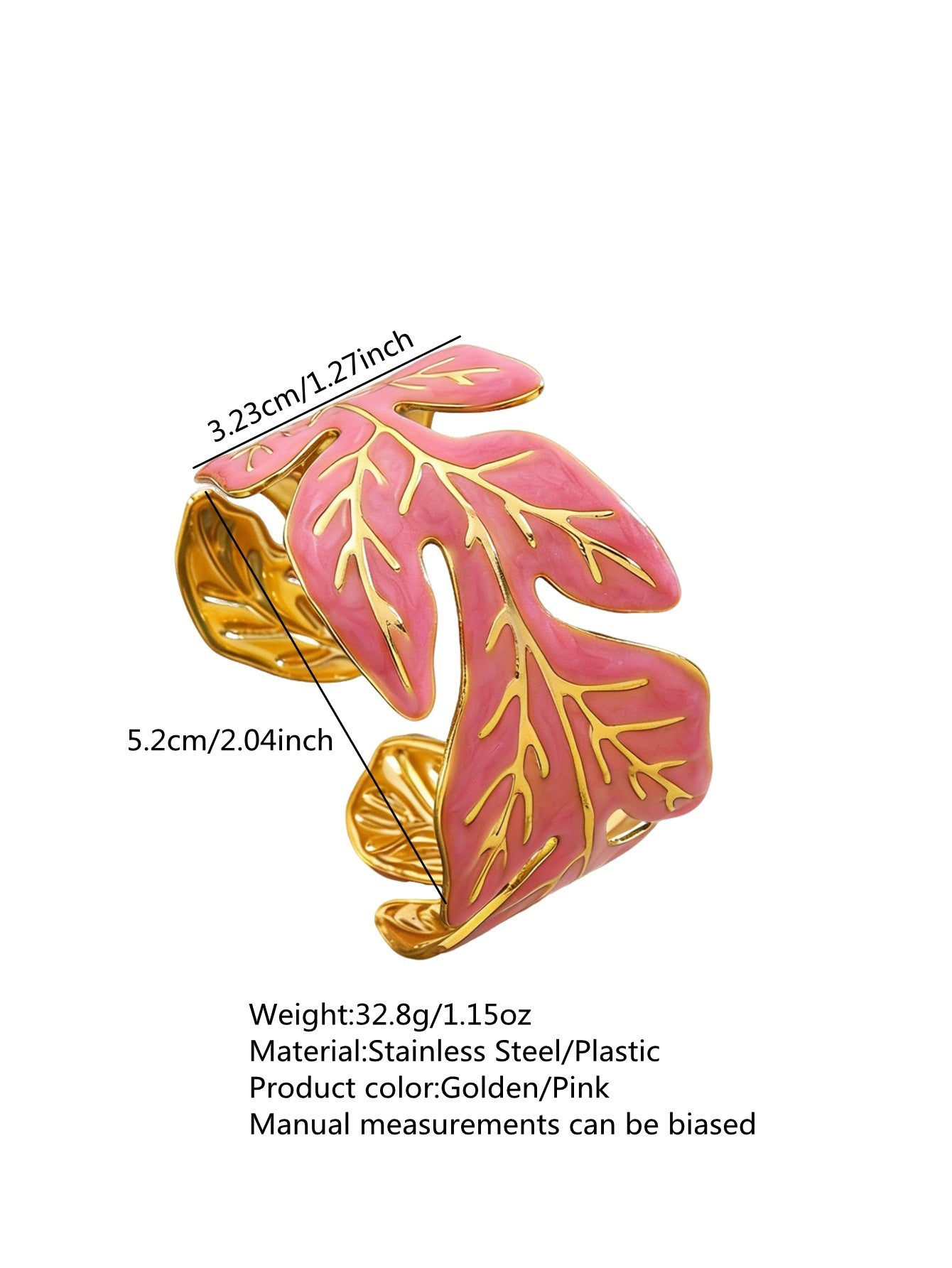 Elegante Pulsera Abierta de Lujo Floral con Esmalte de Aceite de Acero Inoxidable y Titanio con Cereza
