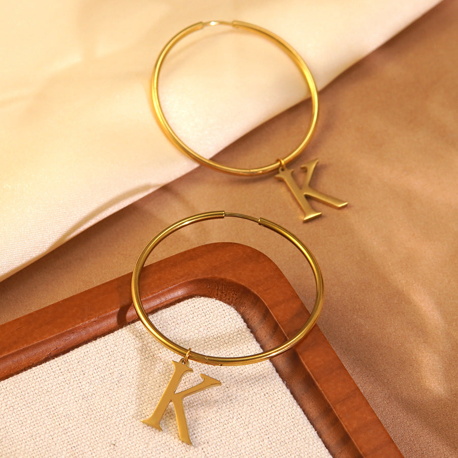 Minimalist Letter Geometric Stainless Steel Plated Earrings for Women