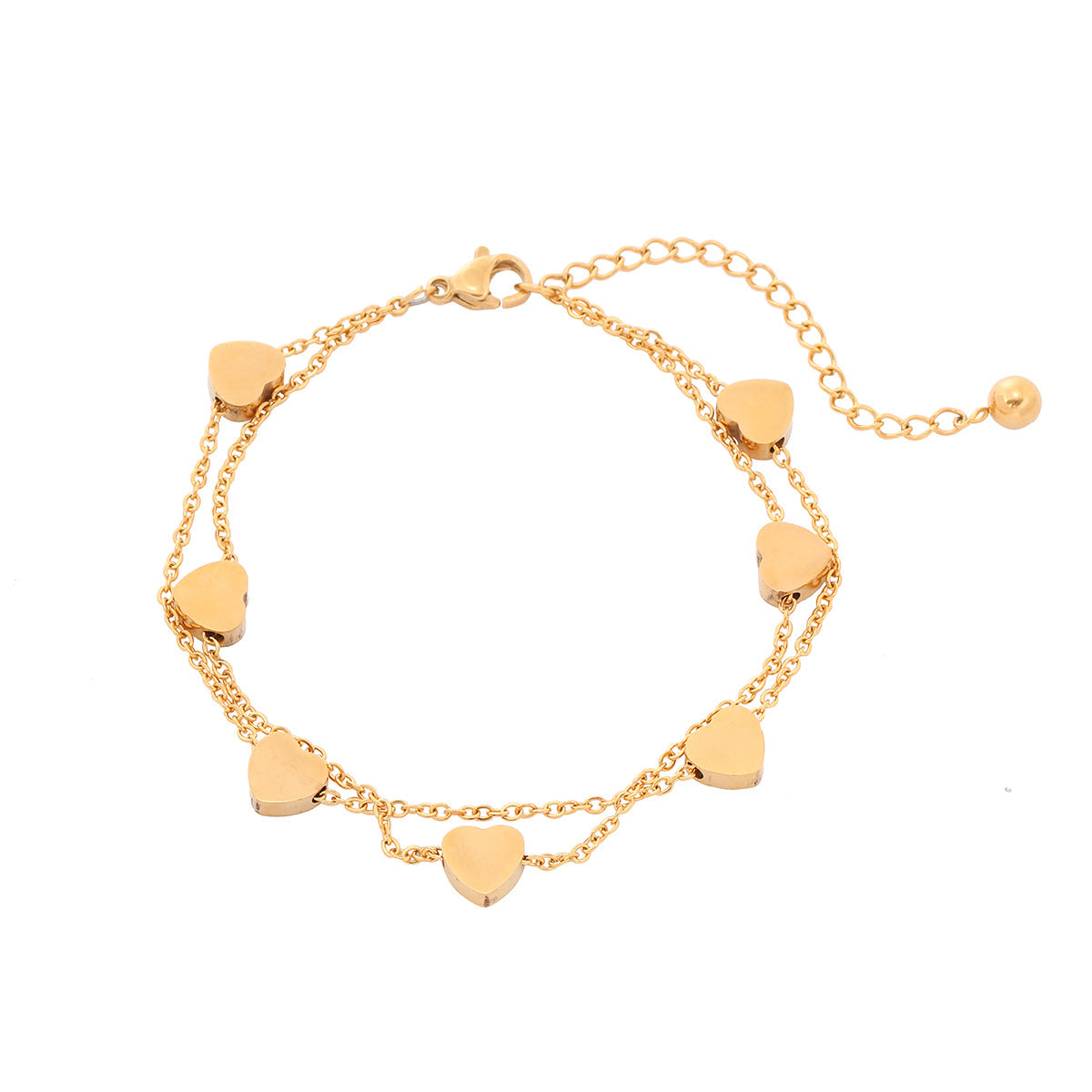 Pulsera de Acero de Titanio de Doble Capa con Forma de Corazón Minimalista y de Moda para Mujer con Acabado Chapado y Diseño Geométrico