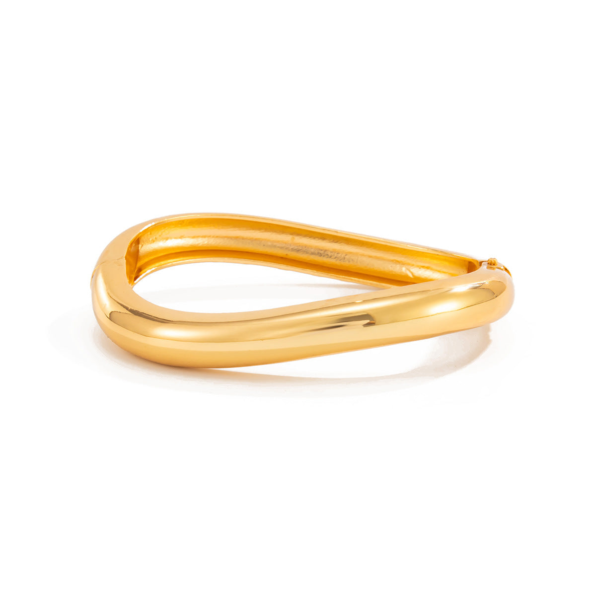 Bracciale da donna in lega in stile geometrico con finitura placcata, gioiello rigido a fascia larga