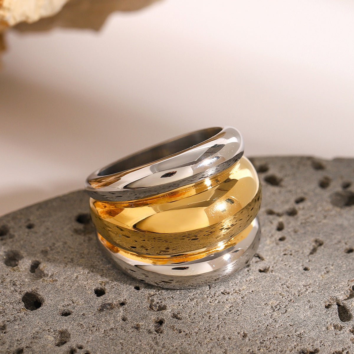 Minimalist Geometric Stainless Steel Plated Ring for Women