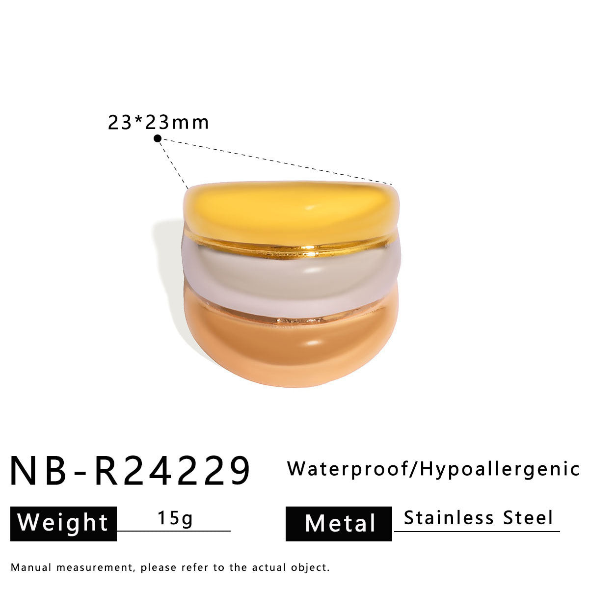 Asymmetrical Geometric Line Stainless Steel Ring for Women with Dual-Tone Plated Finish