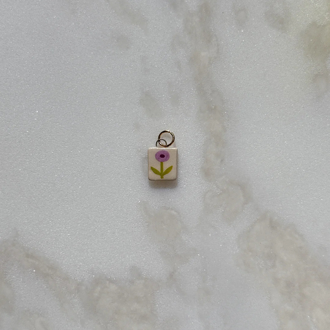 Casual Stainless Steel Geometric Flower Bow Drip Oil Plated Necklace with Cherry Strawberry Pattern