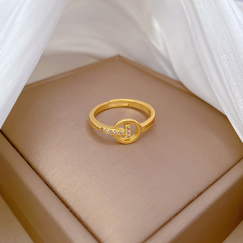 Cute Cartoon Style Crown-Shaped Brass Ring with Gold Plating Adjustable Opening for Women