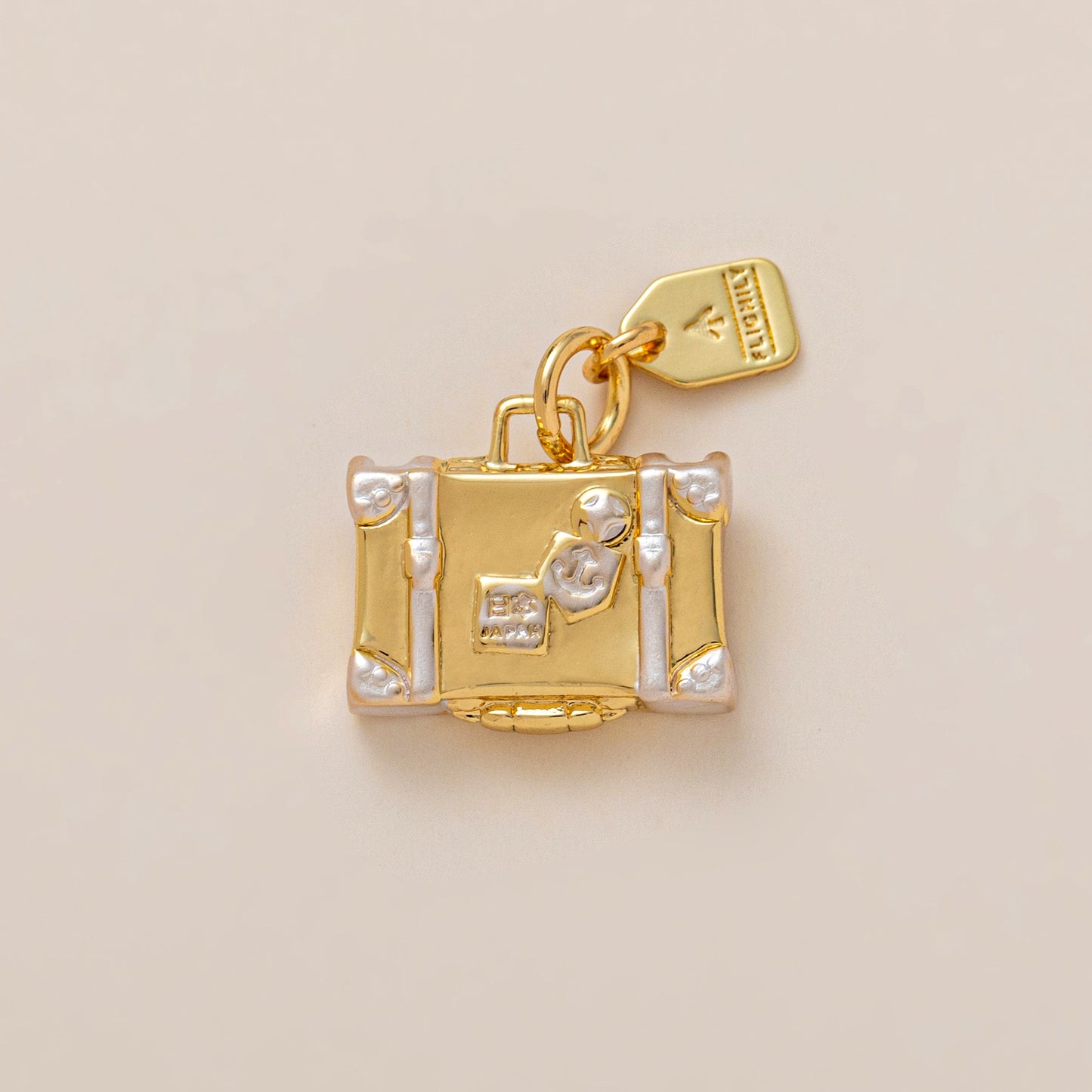 Vintage 18K Gold Plated Brass Heart Moon Charm Bar