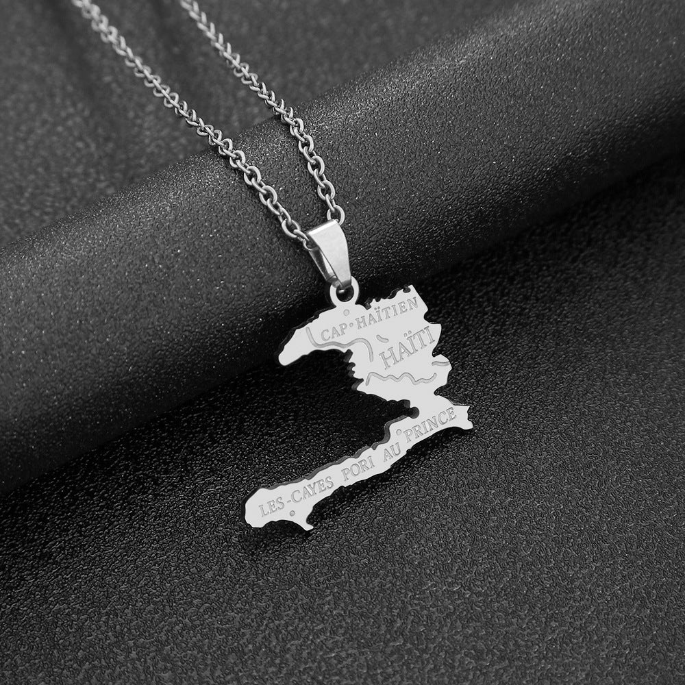 Fashion Geometric Titanium Steel Pendant Necklace with Enamel Finish for Unisex, O-Chain Style