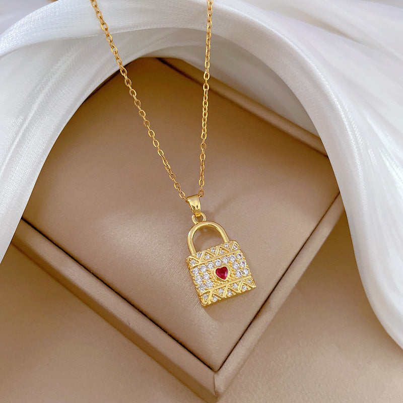 Collar minimalista de acero de titanio con forma de corazón y circonitas cúbicas para mujer y hombre