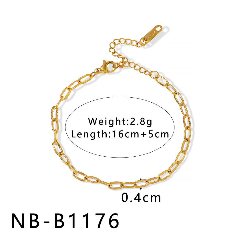 INS Style Geometric and Letter-Shaped Titanium Steel Stainless Steel Bracelet with 18K Gold Plating for Couples