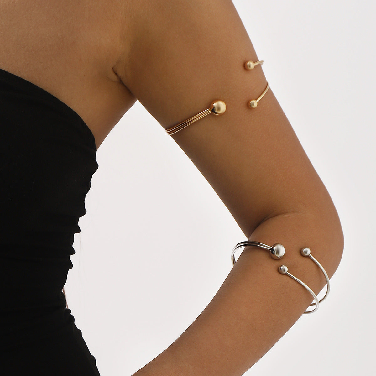 Anillo de puño de doble capa con forma geométrica ajustable para mujer, de hierro con acabado chapado