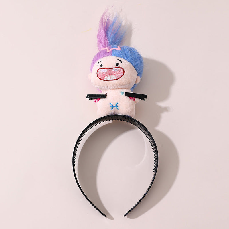 Fascia per capelli per bambini a forma di topo da cartone animato, in tessuto con rivestimento in resina e bordo in pizzo