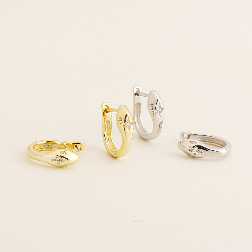 Pendientes minimalistas de plata de ley S925 con forma de estrella y detalles de circonitas para mujer
