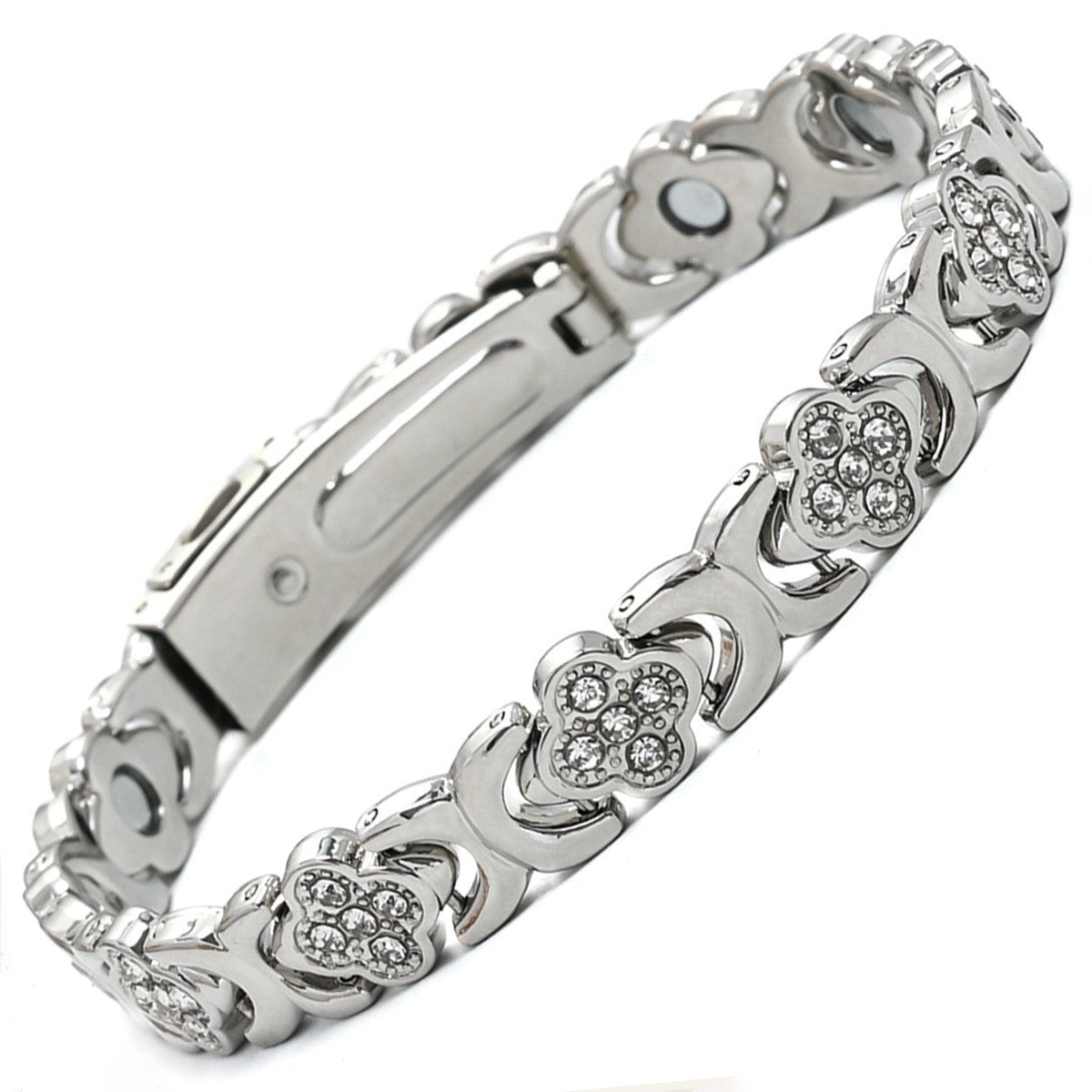 Bracciale regolabile da donna in lega placcata con strass a goccia, stile lusso minimalista