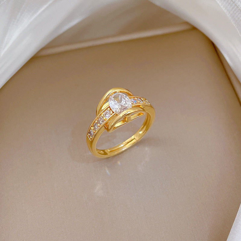 Minimalist Sweet Gold Plated Crown Ring Adjustable Brass Jewelry for Women and Couples