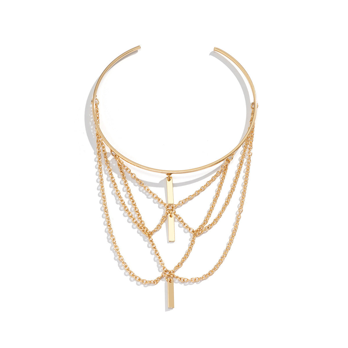 Geometric Circle Bar Necklace for Women with Snake Chain Minimalist Fashion Metal Pendant Necklace