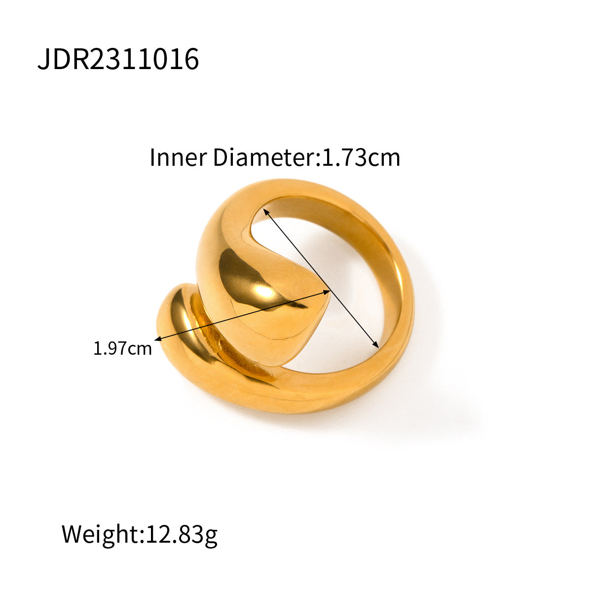 Color Block Geometric Stainless Steel and Titanium Steel Plated Ring and Earring Clip Set for Women