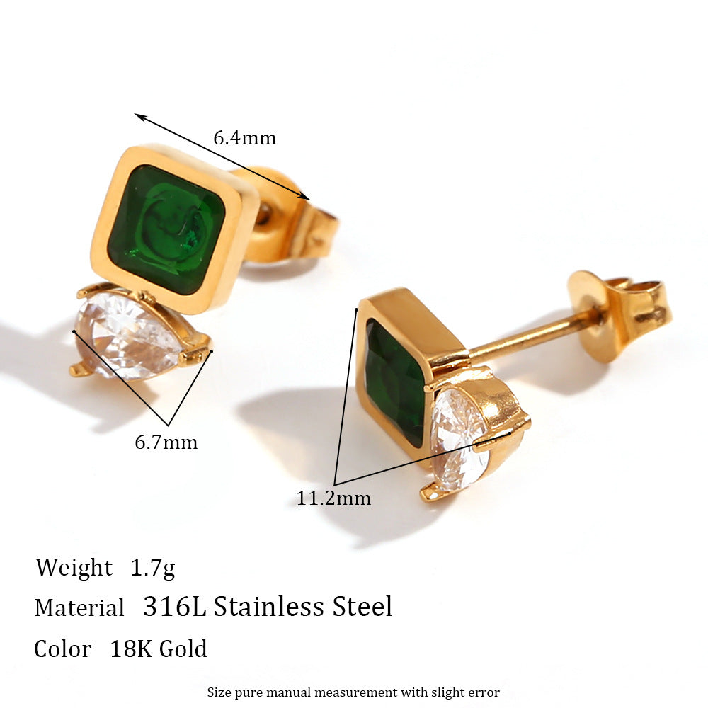 Fashionable Geometric Stainless Steel Earrings with 18K Gold Plating and Fringe Detail for Women