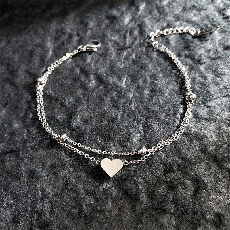 Original Design Geometric Four-Leaf Clover Roman Numeral Double-Layer Bracelet in Titanium Steel with Gold Plating