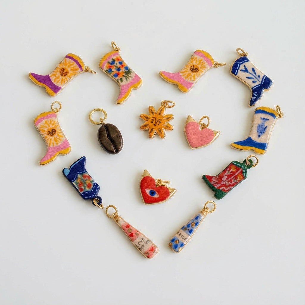 Vintage Plated Brass Heart Charm Bar