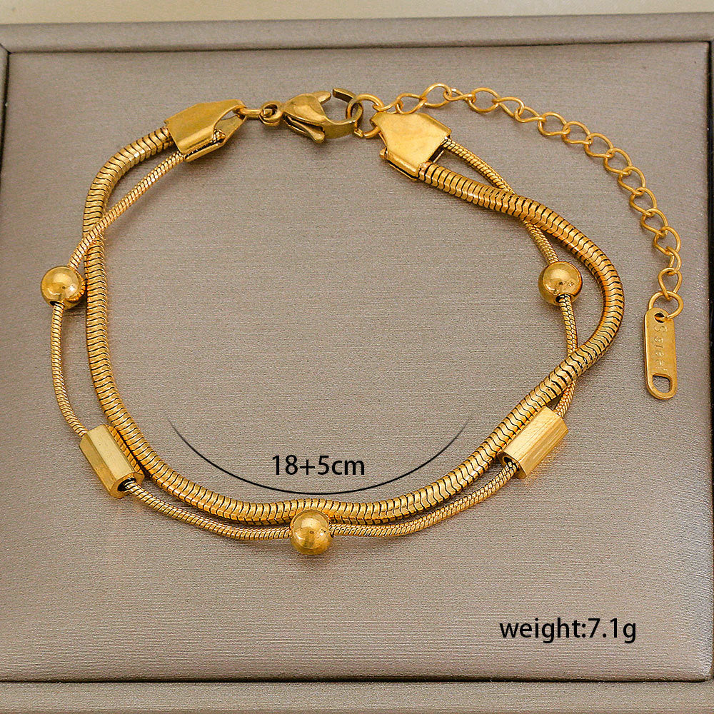 Set di bracciali multistrato minimalisti in acciaio inossidabile con placcatura sottovuoto, da indossare tutti i giorni