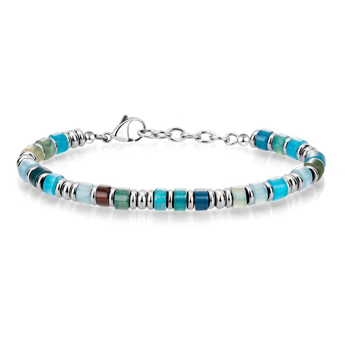 4mm Natural Obsidian Geometric Round Stainless Steel Bracelet Unisex