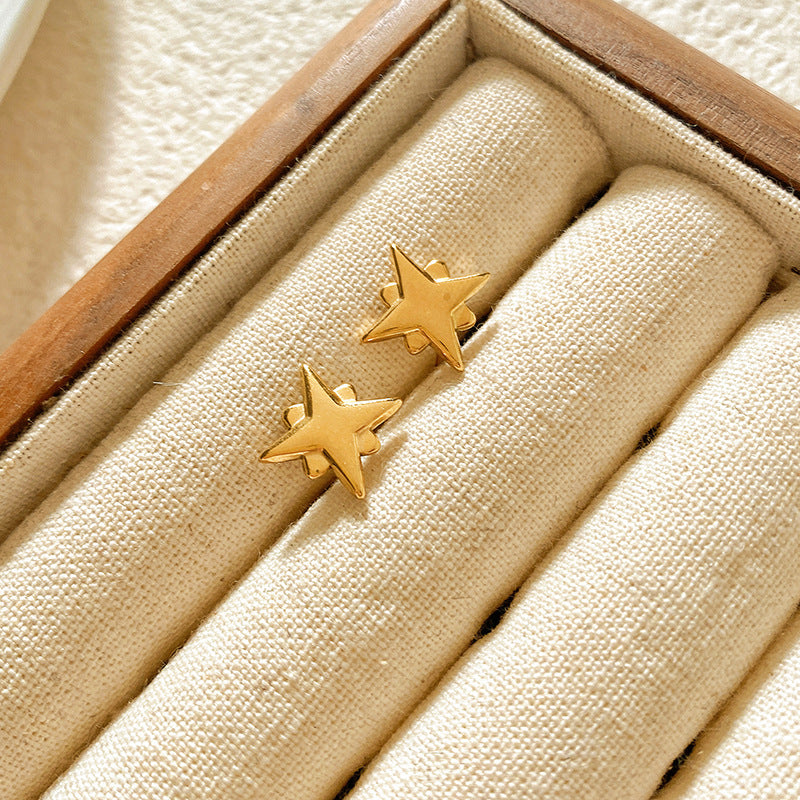 Sweet Star Brass Plated Stud Earrings for Women
