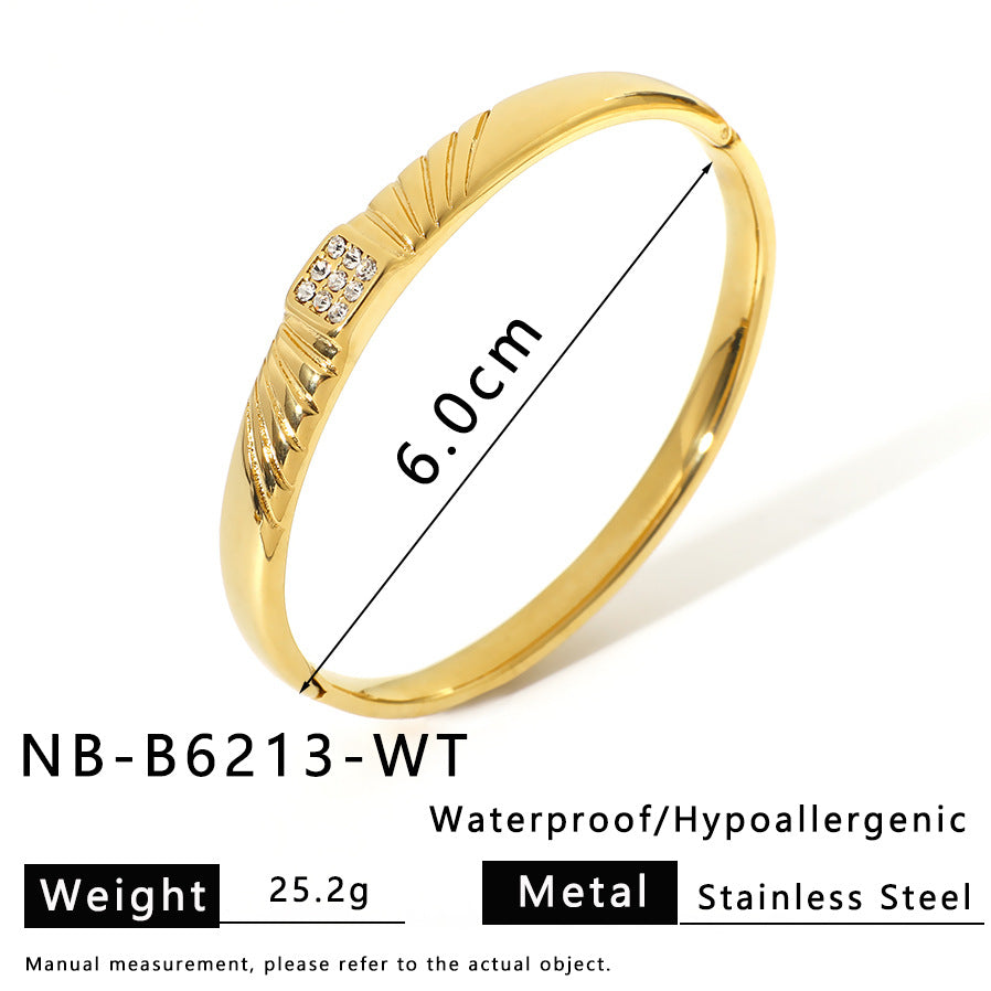 Bracciale da donna in acciaio inossidabile geometrico minimalista con placcatura sottovuoto in oro 18 carati
