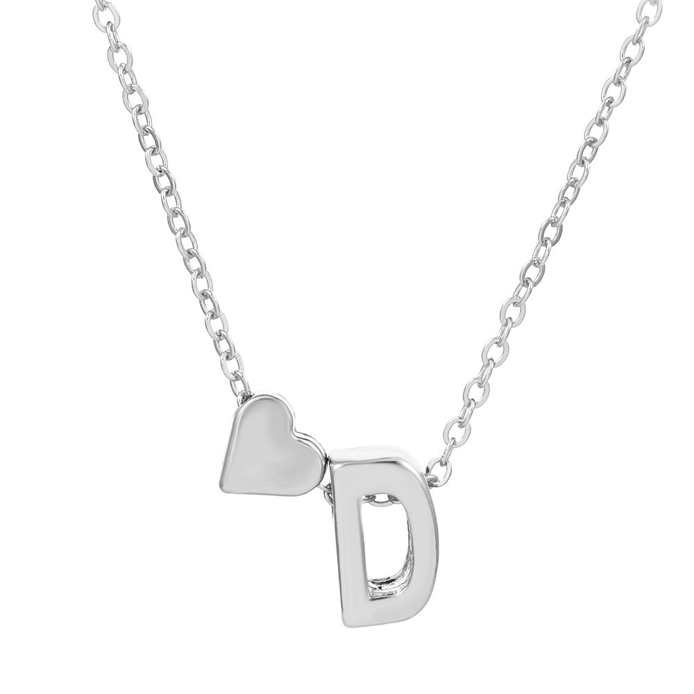 Sweet Heart Letter Alloy Plated Necklace Singapore Chain for Women