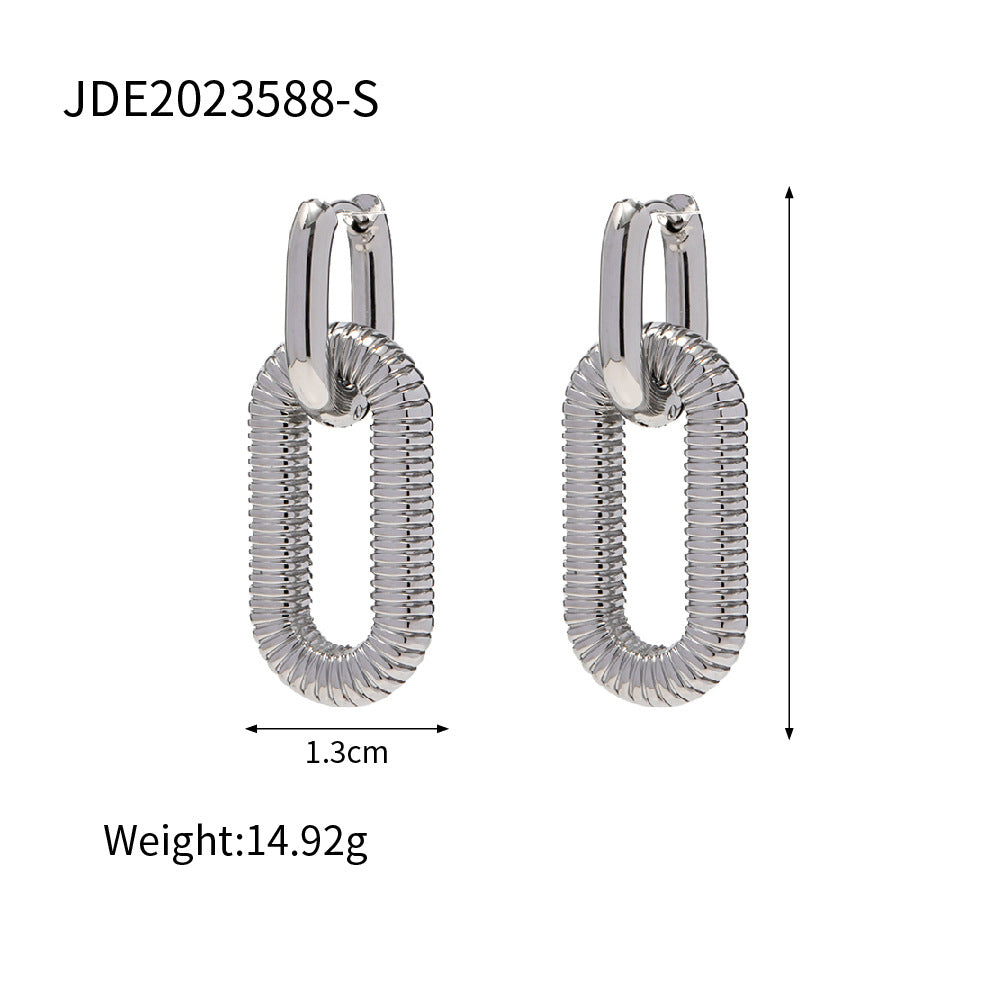 Exaggerated 18K Gold Plated Geometric Square Stainless Steel Earrings for Women
