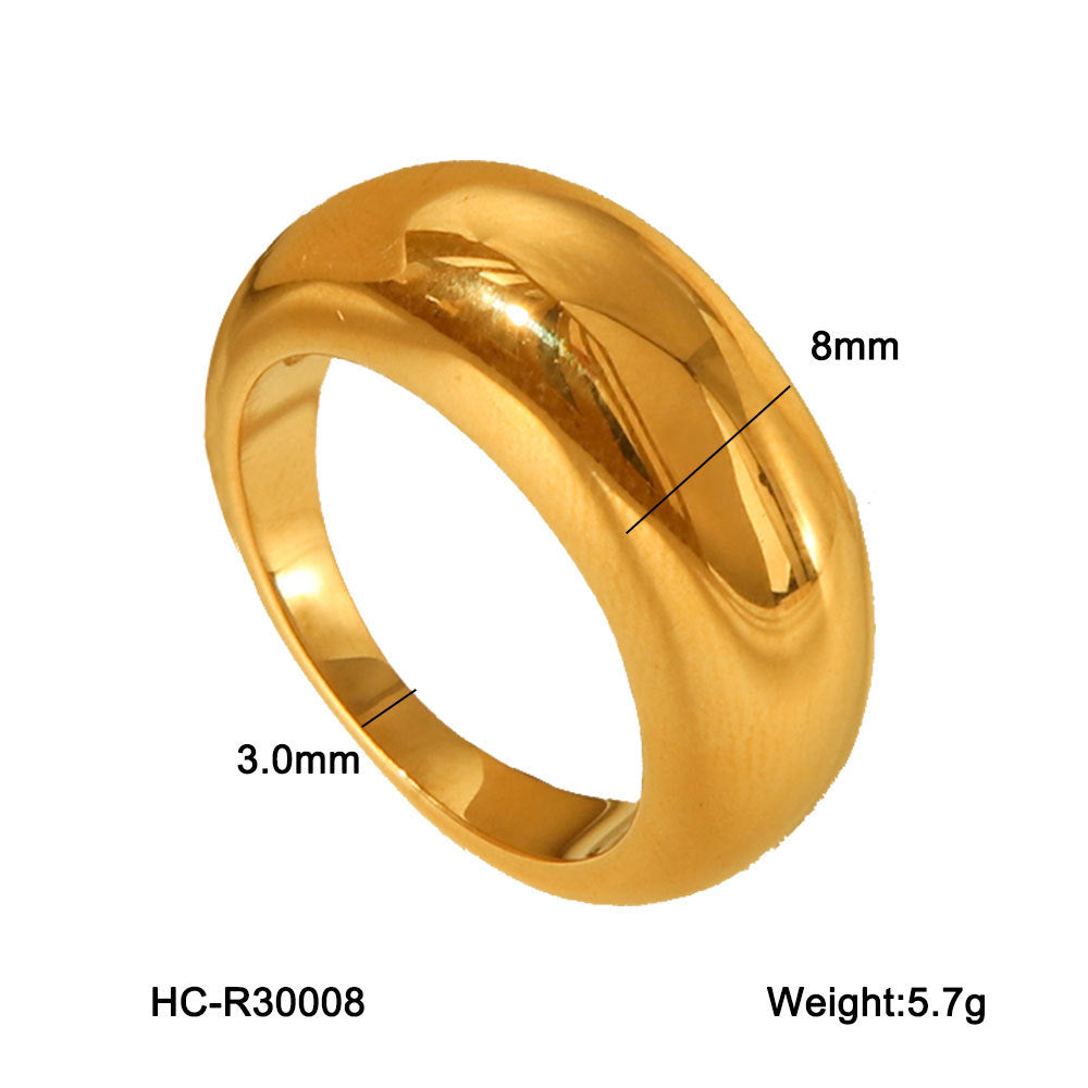 Geometric Titanium Steel Ring with Gold Plating for Women Fashionable and Fade-Resistant Band