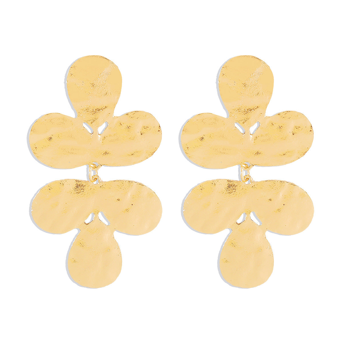 Pendientes de aleación con diseño floral geométrico dulce y atrevido, acabado chapado y colgante de trébol para mujer