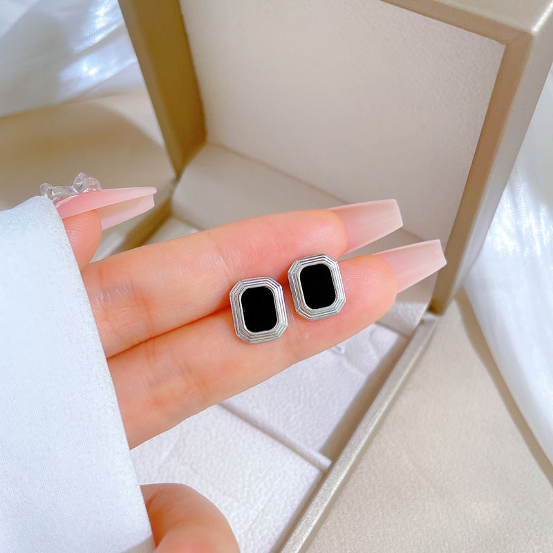 Minimalist Sweet Geometric Titanium Steel Plated Stud Earrings