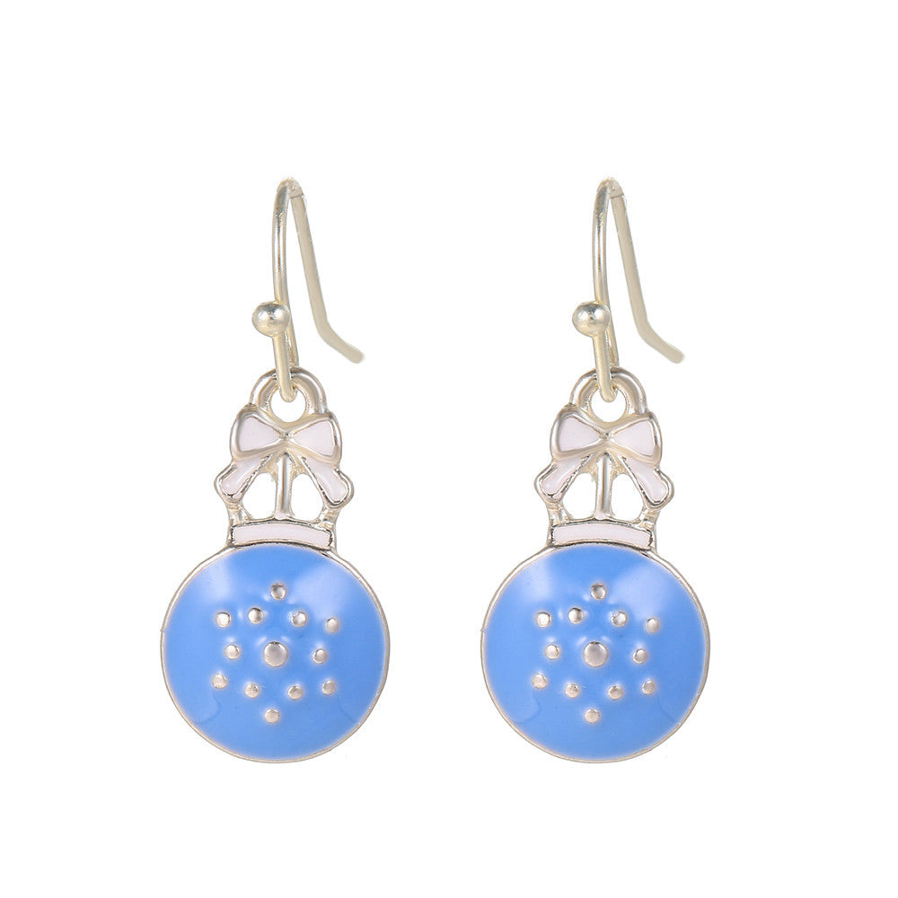 Drip Oil Alloy Geometric Santa Claus Candy Snowman Christmas Boot Earrings for Women