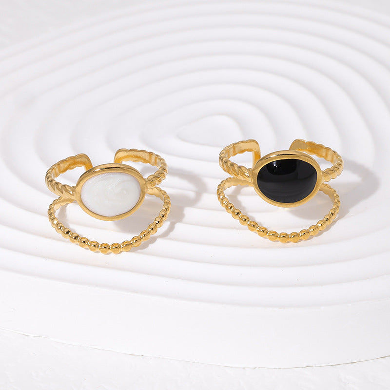Anello Aperto Minimalista Geometrico da Donna in Acciaio Inossidabile con Finitura Placcata, Accessorio Moda Elegante e Versatile