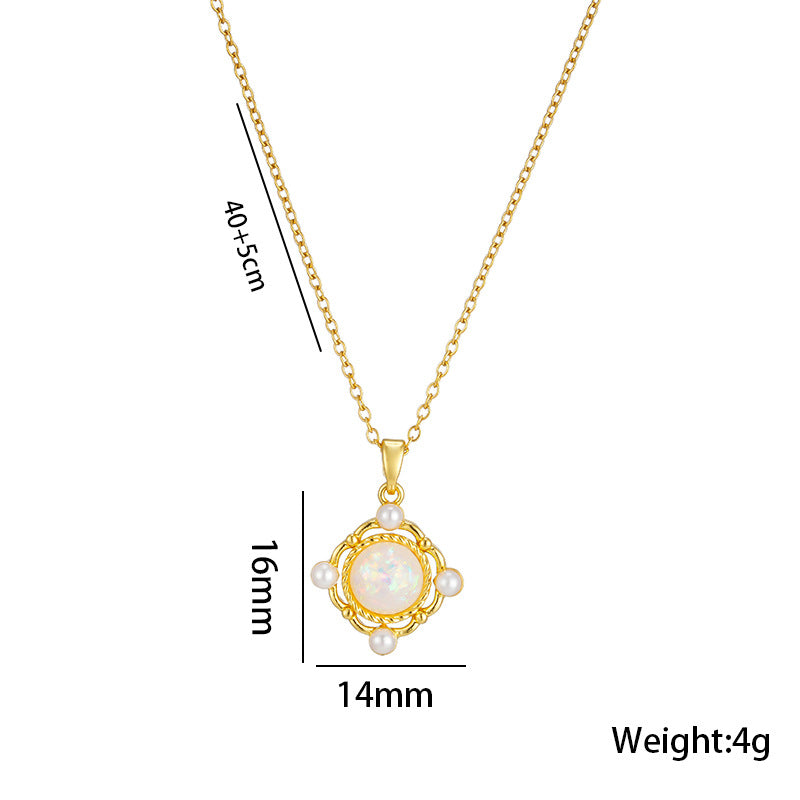 Minimalist Geometric Fluorescent Planet Pendant Necklace for Women Titanium Steel Plated Clavicle Chain