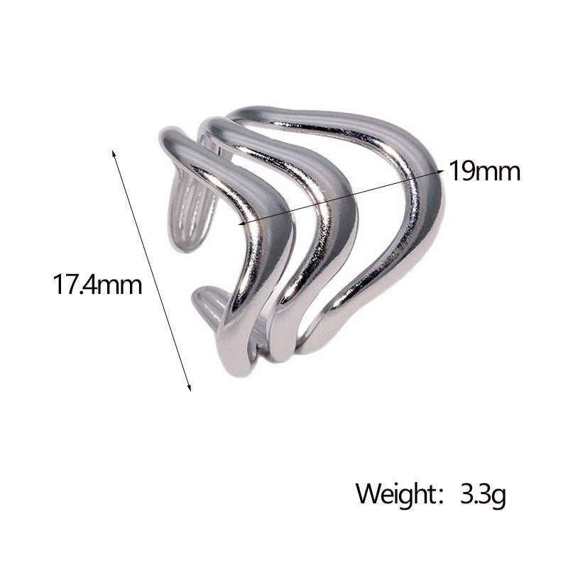Anello Aperto Geometrico Minimalista di Lusso da Donna, Gioielli in Acciaio al Titanio Placcato Oro 18K