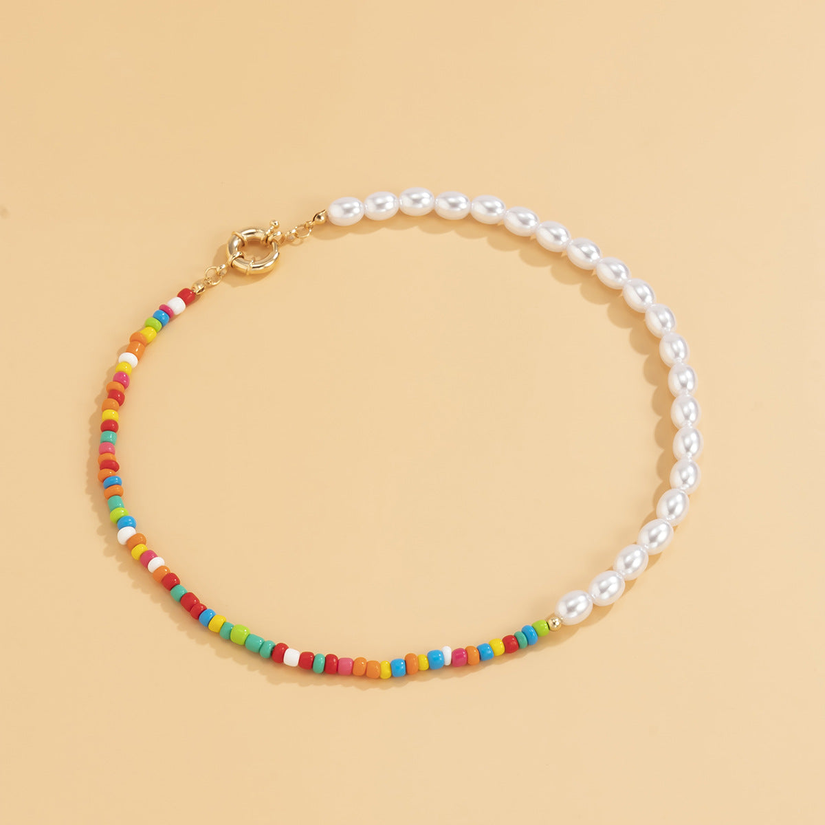 Minimalist Drip Oil Heart Pendant Floral Beaded Ball Chain Necklace for Women